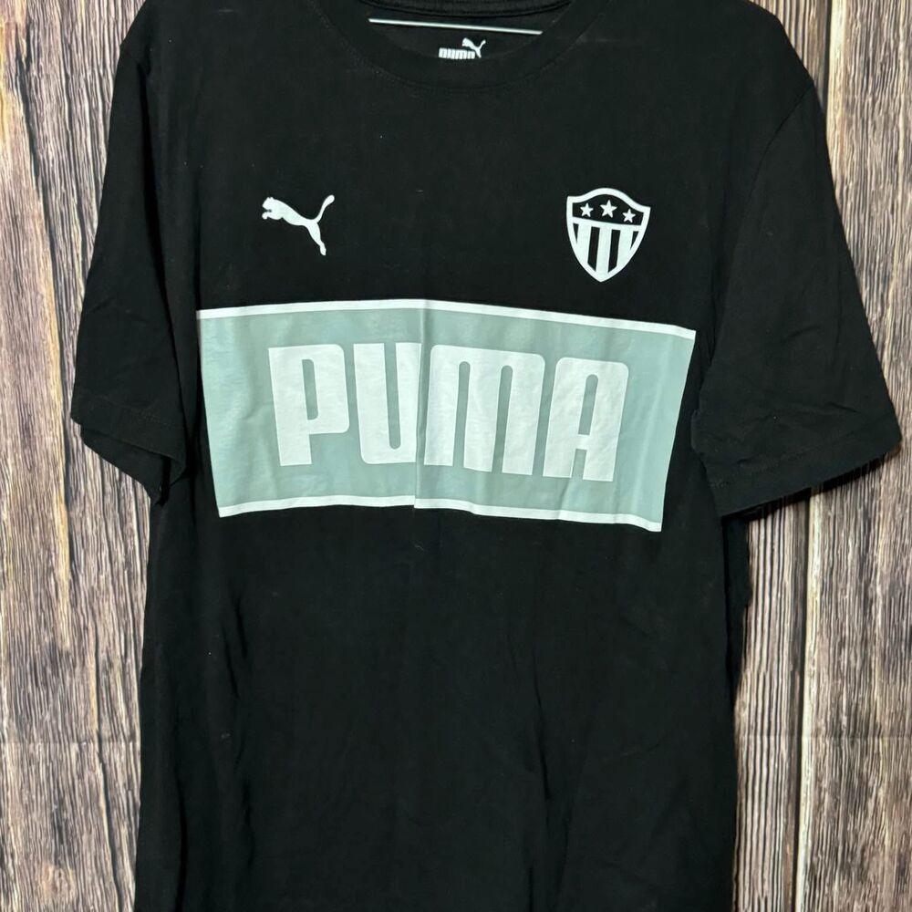 Puma Striped Badge Crew Neck Short Sleeve T-Shirt  Tall Mens